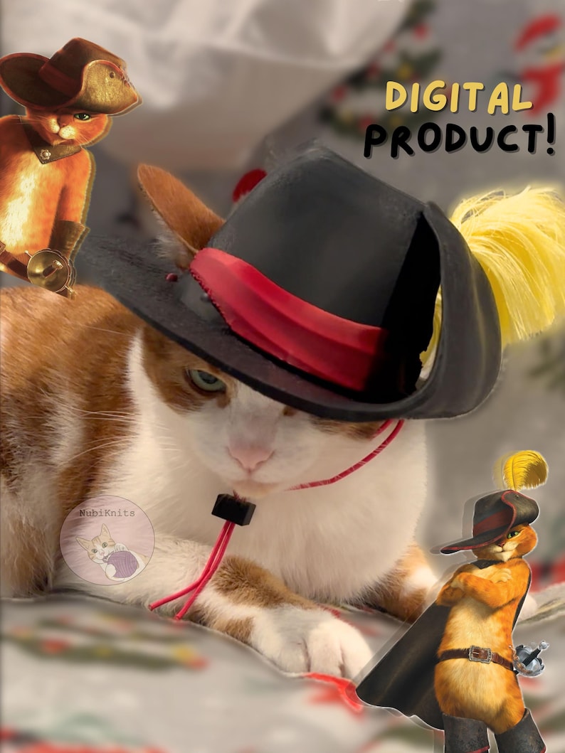 STL FILE: Puss in Boots Hat - Shrek Cat Costume, Funny Pet Hat for Cats ...