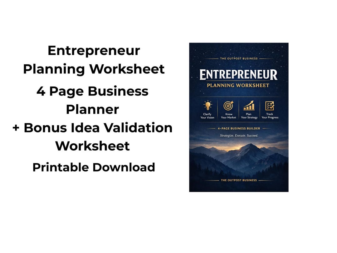 Entrepreneur Planning Worksheet | 4 Page Business Planner + Bonus Idea ...