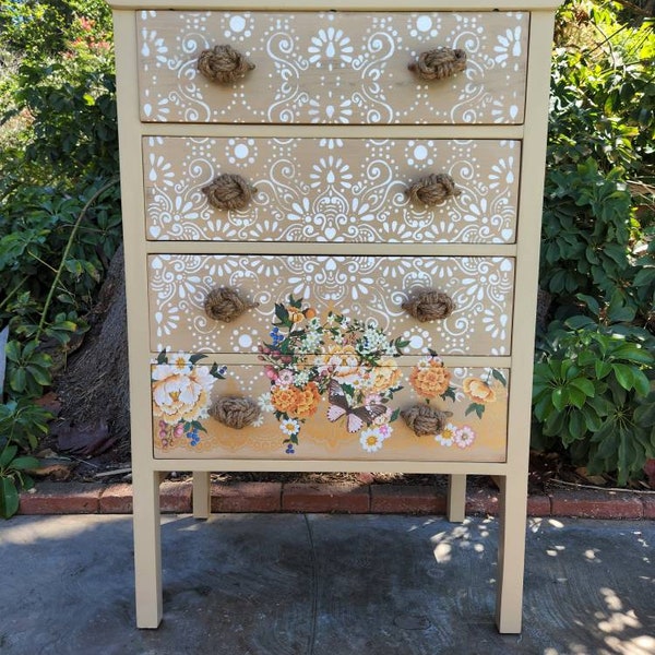 SOLD**Example of work done** Do NOT buy**Vintage, Boho Styled Chest of Drawers