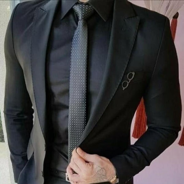 SUIT FOR MEN, Black 2 piece suit-Wedding suit for Groom & Groomsmen-Prom, Dinner, Summer, Party wear suit