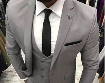 SUIT FOR MEN, Grey Suit For Men, 3 Piece Wedding Suit For Groom And Groomsmen