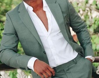 SUIT FOR MEN, Green 2 piece suit-Wedding suit for Groom & Groomsmen-Prom, Dinner, Summer, Party wear suit