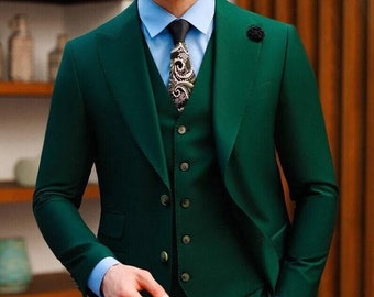 COSTUME POUR HOMME, Costume vert pour homme, Costume de mariage 3 pièces pour le marié et les garçons d'honneur