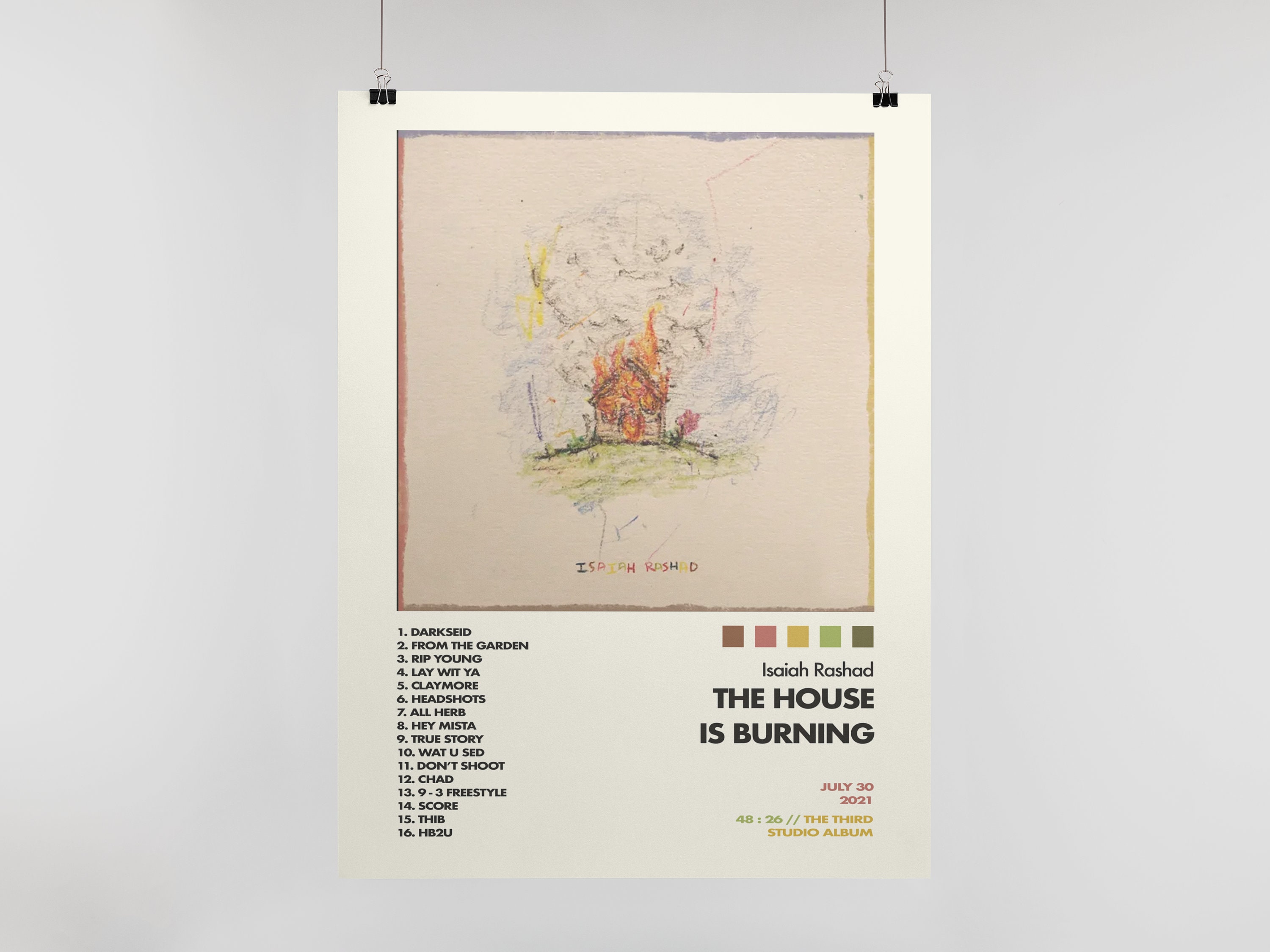 Isaiah Rashad 'The Sun's Tirade' Art Music Album Poster HD Print 12" 16" 20" 24" 