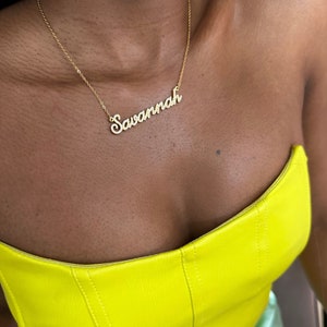 18K Gold Custom Name Necklace | Sterling Silver | Cubic Zirconia | Carrie | Bridemaid Gift |