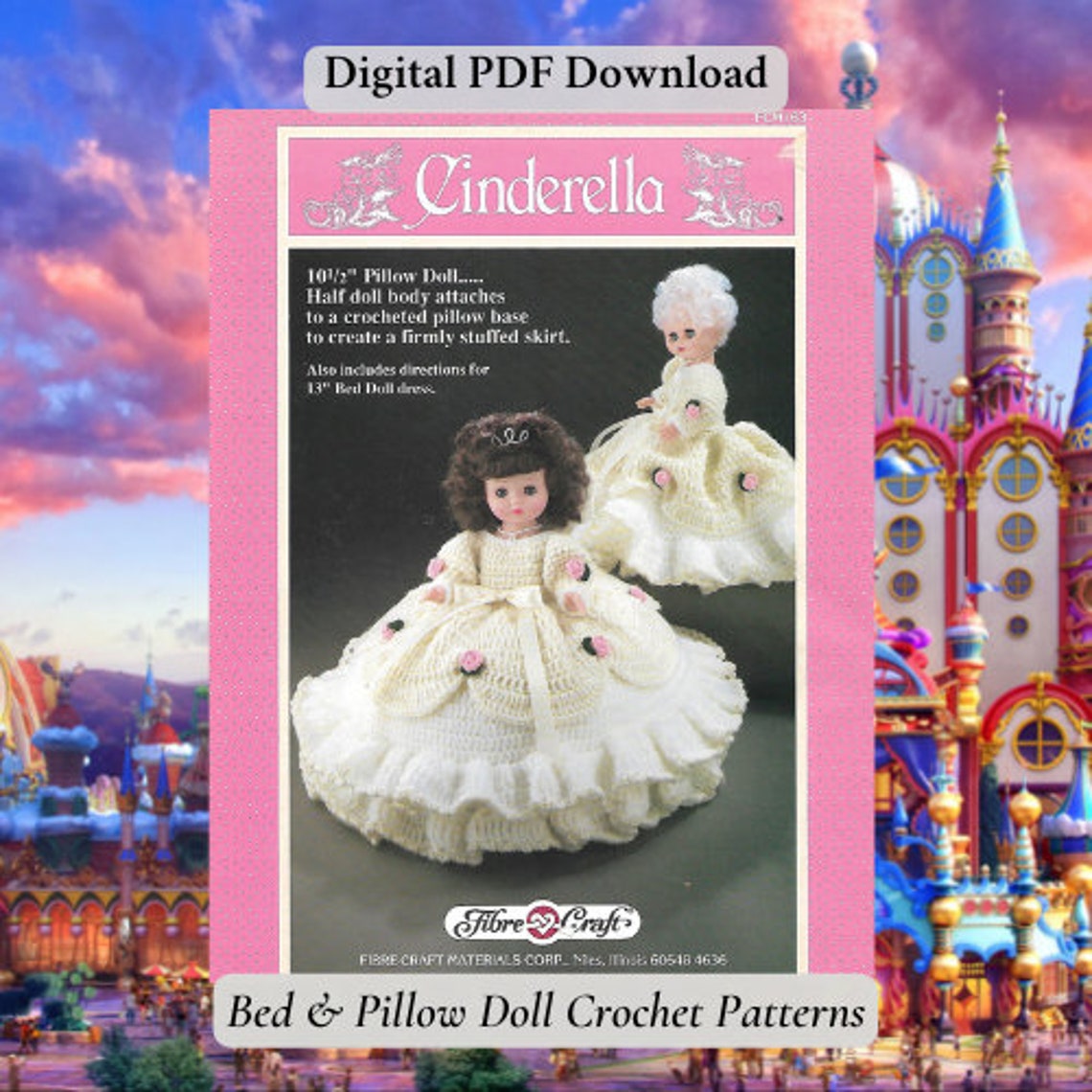 Bed & Pillow Doll Outfit Crochet Dress Patterns Vintage Cinderella Etsy