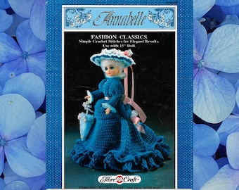 15-calowa lalka modowa sukienka szydełkowa wzory Vintage Annabelle