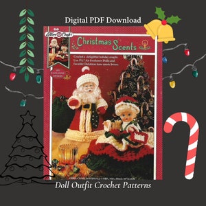 Mönster för virkade outfits till Mr. & Mrs. Clause-dockor | Vintage juldofter