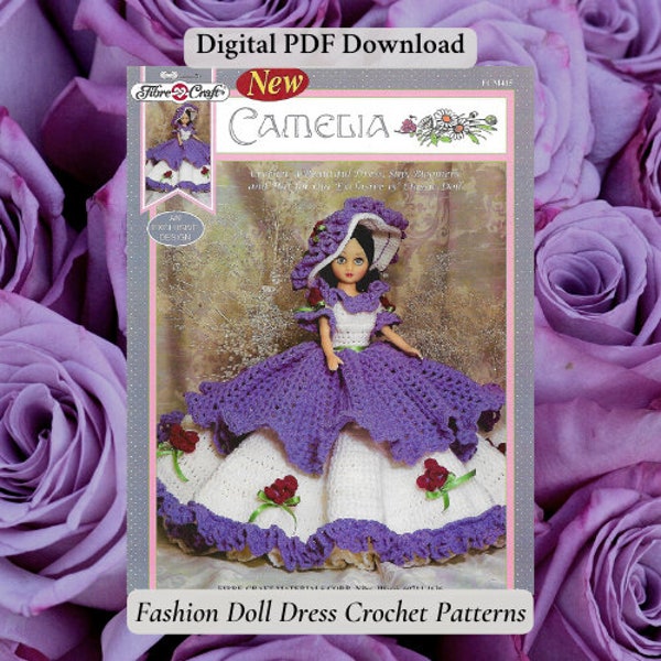 15 Inch Fashion Doll Dress Outfit Crochet Patterns Vintage Camelia Exclusive Design