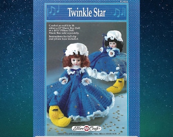Bett & Kissen Puppe Häkelanleitung Vintage Twinkle Star
