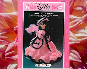 15-calowa sukienka dla lalki modowej wzory szydełkowe Vintage Lily