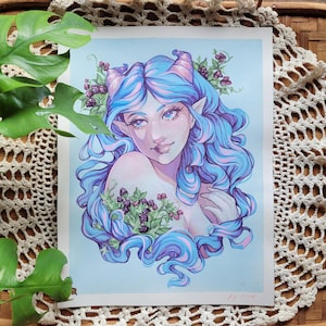 Blackberry Fairy Painting, Original Watercolor Painting, Fantasy Painting, Watercolor and Gouache