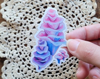 Pegatina de seta mágica, arte otoñal estilo cottagecore en acuarela, pegatina de vinilo