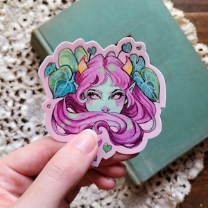 Plant Fairy Sticker, Plant Sticker, Fairy Art Sticker, Fairycore, Watercolor Faerie Sticker, Whimsical Art, Vinyl Art Sticker