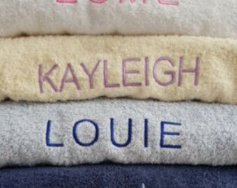 Personalised Towels, Supersoft, Quality 600gm Hand Towels, Bath towels, Bath Sheets or Sets, Embroidered with ANY NAME