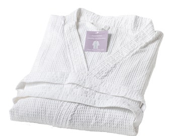 Lightweight Waffle Dressing Gown Plain or Personalised with name UNISEX 50/50 P/C