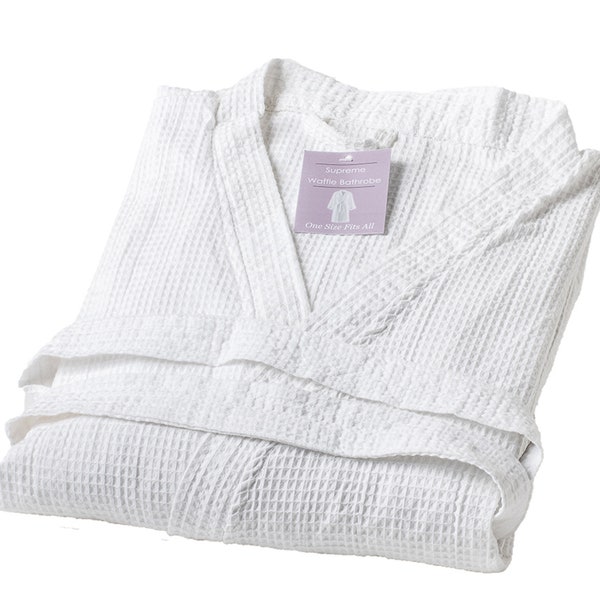 Lightweight Waffle Dressing Gown Plain or Personalised with name UNISEX 50/50 P/C