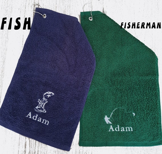 Personalised Angling Hand Towel - 'Born To Fish' - Custom Name Or Club Embroidery