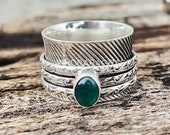 925 Sterling Silver Ring ,Green Onyx Spinner Ring, Anxiety Ring, Amazing Ring, Beautiful Ring, Designer Ring, Gemstone Ring, Meditation Ring