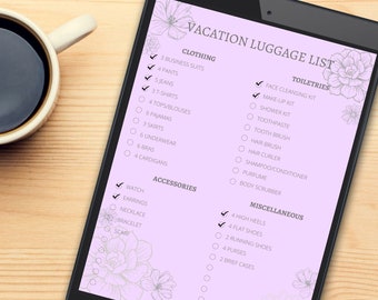 Travel Packing List | Easy | Modern | Everyday checklist | Download | Edit | Print | Simple