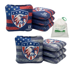 SC Cornhole Pro Series Slide & Stick Cornhole Bags (Set of 8) | Professional, Dual-Sided, All Weather Regulation Size Bags  (FREE Tote Bag)