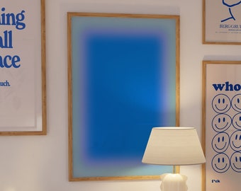 Pastell Blau Aura Farbverlauf - Wohnung Dekor - Preppy Zimmer Dekor - Dänisch Pastell Dekor - Große Wand Kunst