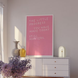 Cute Minimalist Quote Poster Pink Wall Art Aesthetic A4 A3 A2 Poster and Prints Danish Pastel image 1