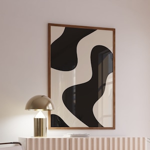 Poster Minimalistisch, Print 50x70 schwarz-beige, Kunstdruck Wohnzimmer 70x100, Wandposter modern Schlafzimmer, Wandkunst abstrakt 40x50