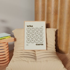 Who cares Poster braun-beige, Wandposter modern, Trendiger Kunstdruck 50x70, Print 40x50 Wohnzimmer, Spruch Poster 30x40, Print Zitat 70x100