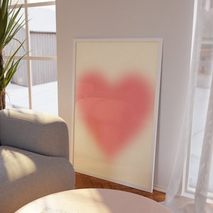 Art mural de cœur, cadeau pour elle, décoration murale esthétique, affiche de cœur, art mural de fille, décoration murale rose, affiche d’amour, art mural d’amour, affiche tendance