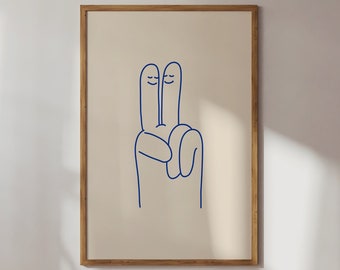 Blaues Raumdekor Ästhetisches Minimalistisch, Blauer Druck Retro, Ästhetisches Poster, Ästhetischer Druck