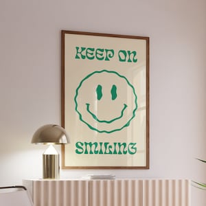 Keep on Poster grün-beige, Wandposter modern, Trendiger Kunstdruck 50x70, Print 40x50 Wohnzimmer, Spruch Poster 30x40, Print Zitat 70x100