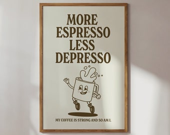 Coffee Wall Art Print, Retro Poster, Trendy wall print, Cute Quote, Coffee Lover Gift, Coffee Bar poster