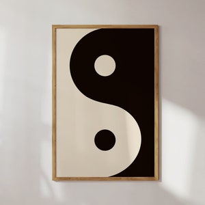 Retro Yin & Yang Wall Art Print, Digital Download Trendy Wall Art Print