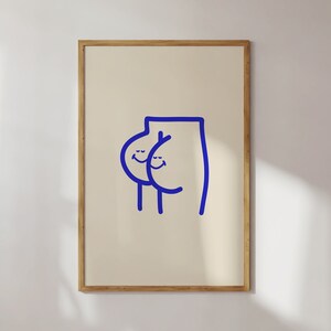 Happy Butt Print, Butt Art, Body Positive Art, Grappige Badkamer Art, Cute Wall Art Print, Cadeau voor beste vriend, Trendy Wall Art Print