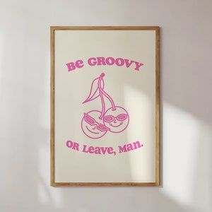 Retro Wall Print, Pink Wall Art, Trendy Wall Art, Retro Wall Art Pink ,Printable Wall Art, Trendy Wall Art Prints, Digital Download, Groovy