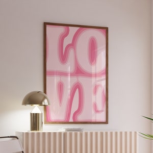 Art mural amour, affiche amour, cadeau pour elle, art mural rose, décoration de chambre esthétique, décoration murale rose, affiche rose, décoration murale amour, affiche tendance
