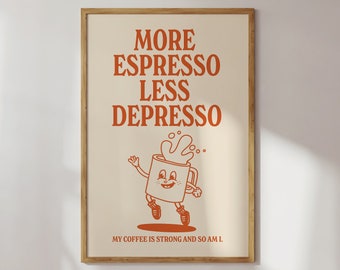 Coffee Wall Art Print, Orange Retro Quote Poster, Trendy wall print, Cute Quote, Coffee Lover Gift, Coffee Bar,