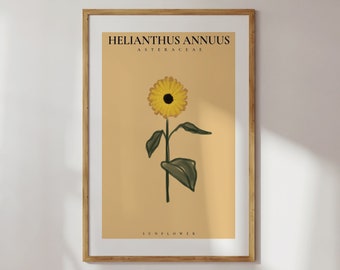 Sonnenblumen Print, Wandposter 70x100, Affirmation 50x70, Matisse Sonnenblume 30x40, Illustration Wanddeko 40x50, Trendiger Kunstdruck gelb