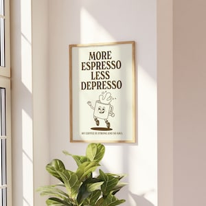 Stampa artistica da parete del caffè, poster di citazione retrò arancione, stampa murale alla moda, citazione carina, regalo per gli amanti del caffè