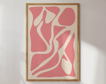 Poster Minimalistisch, Print 50x70 orange-beige, Kunstdruck Wohnzimmer 70x100, Wandposter modern Schlafzimmer, Wandkunst abstrakt 40x50