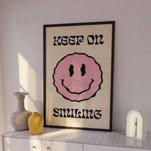 Keep on Poster rosa-beige, Wandposter modern, Trendiger Kunstdruck 50x70, Print 40x50 Wohnzimmer, Spruch Poster 30x40, Rosa Wanddeko 70x100