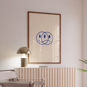 Retro Poster 30x40, Wandposter modern, Trendiger Kunstdruck 50x70, Print 40x50 Wohnzimmer, Ästhetik Wanddeko 70x100, Wandkunst beige-blau