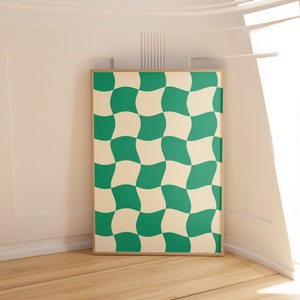 Estampado retro a cuadros, decoración de pared retro, estampados lindos, arte estético de la pared, estampado de moda de los años 70, estampados retro, estampados retro de moda, verde salvia