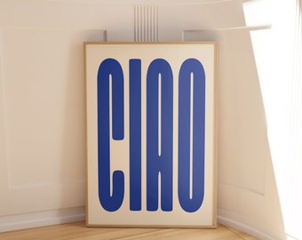 Ciao Poster, Blue wall art, Kunstdruck Wohnzimmer poster, Minimalist wall art, Bedroom wall art, Blaue Kunstdrucke, Trendy wall art, 50x70