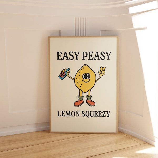 Easy Peasy Lemon Squeezy Poster, Poster und Drucke Aesthetic Trendy Wall Art Print Retro Aesthetic Room Decor Wall Art Poster A4 A3 A2