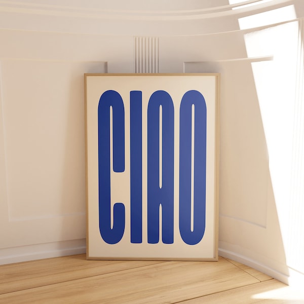 Ciao Poster, Blue wall art, Kunstdruck Wohnzimmer poster, Minimalist wall art, Bedroom wall art, Blaue Kunstdrucke, Trendy wall art, 50x70