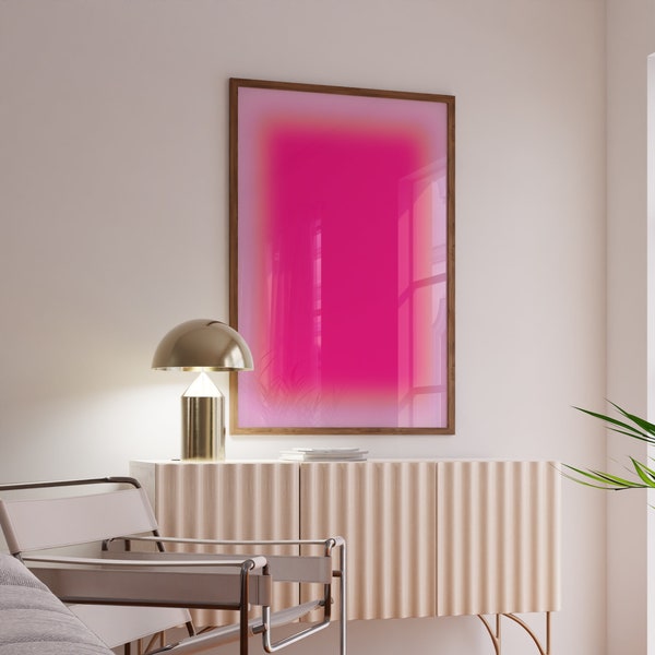 Pastel Pink Aura Gradient - Appartement Decor - Preppy Kamer Decor - Deense Pastel Decor - Grote Wall Art