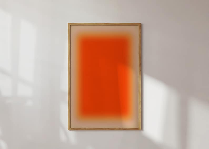 Orange Aura Farbverlauf - Wohnung Dekor - Ästhetisches Raumdekor - Dänisches Pastell Dekor - Große Wandkunst - Orange Wandkunst - Orangenes Poster Bild 5
