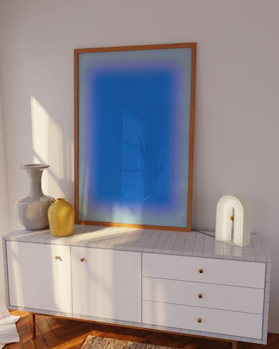 Bedroom Wall Decor, Aura gradient Poster, blue aura Print, Dorm Room Decor, gradient wall art, Trendy Wall Art, Blue, Printable Wall Art